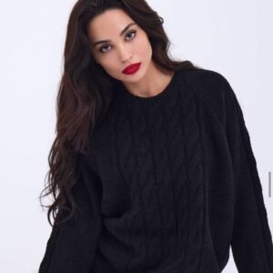 Black Cable-Knit loose fit Sweater